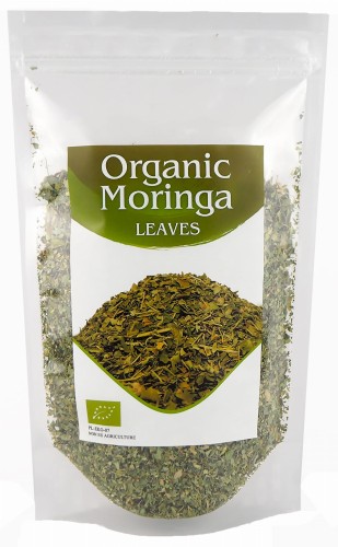 BIO moringa, moringa oleifera, krojony liść w opakowaniu